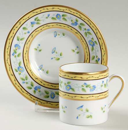 Morning Glory Spray Flat Demitasse Cup & Saucer Set