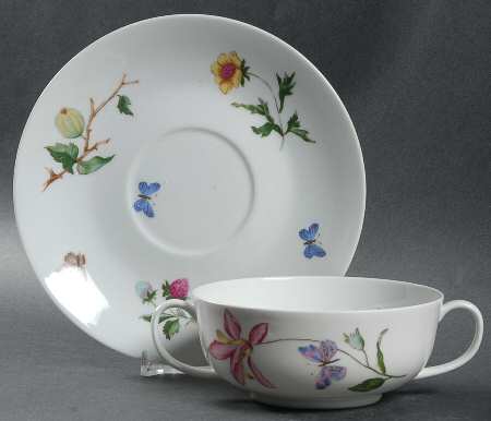 Mon Jardin Footed Cream Soup Bowl & Saucer Set