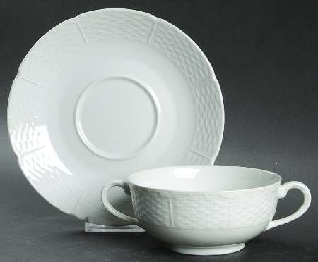 Osier Footed Cream Soup Bowl & Saucer Set