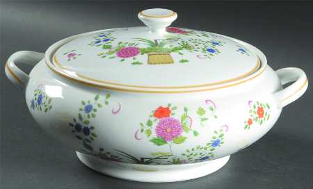 Panier Chinois White Round Covered Vegetable
