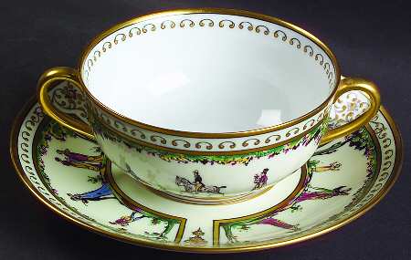 Palais Royal Footed Cream Soup Bowl & Saucer Set by Ceralene