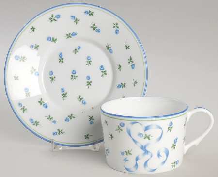 Romantique Blue Flat Cup & Saucer Set