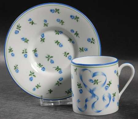 Romantique Blue Flat Demitasse Cup & Saucer Set