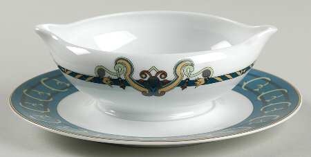 Serenade Blue Gravy Boat with Attached Underplate