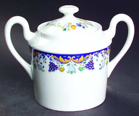 Vendanges (Blue Trim) Sugar Bowl & Lid