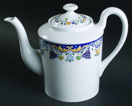 Vendanges (Blue Trim) Coffee Pot & Lid