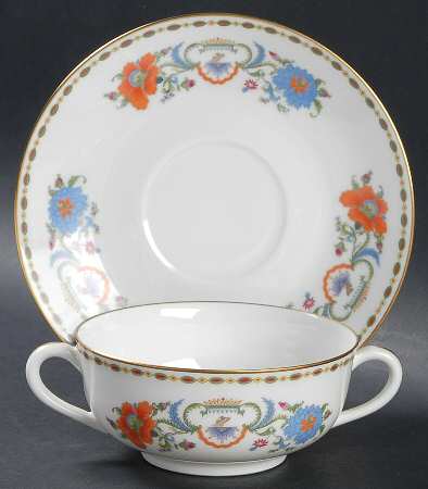 Vieux Chine (Empire, White) Flat Cream Soup Bowl & Saucer Set