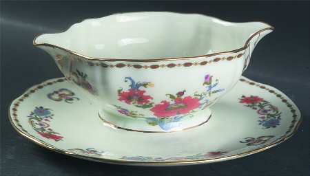 Vieux Chine (Chambord, Ivory) Gravy Boat with Attached Underplate