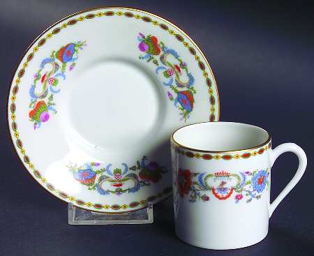 Vieux Chine (Chambord, Ivory) Flat Demitasse Cup & Saucer Set