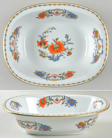 Vieux Chine (Messina, White) 9" Oval Vegetable Bowl