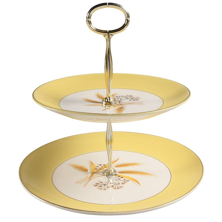 Autumn Gold 6 5/8"-10"  2 Tiered Serving Tray (Dp, Sp) HC