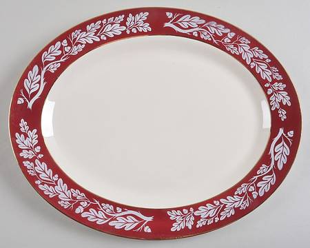 Regal Red (No Flowers) 13" Oval Serving Platter