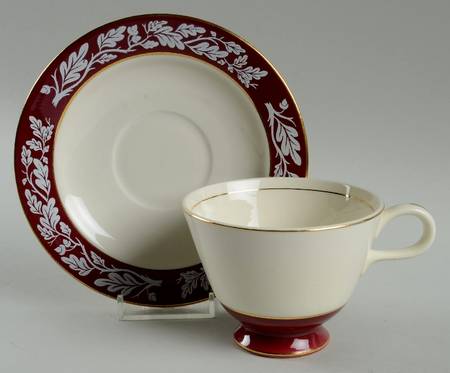 Regal Red (No Flowers) Footed Cup & Saucer Set