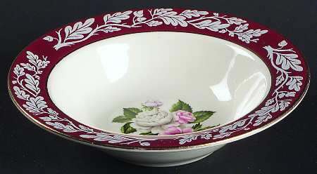 Regal Red (Floral Center) Rim Fruit/Dessert (Sauce) Bowl