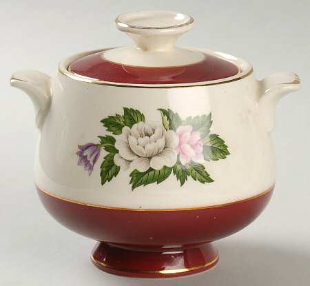 Regal Red (Floral Center) Sugar Bowl & Lid