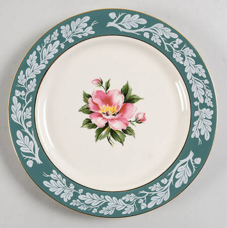 Teal Green (Floral Center) Salad Plate
