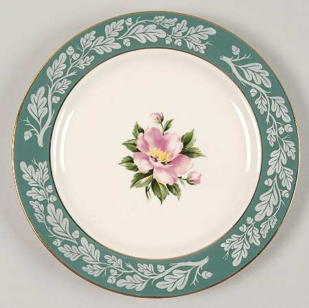 Teal Green (Floral Center) Bread & Butter Plate