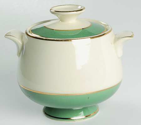 Teal Green (No Floral Center) Sugar Bowl & Lid
