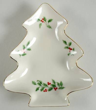 Ribbon Holly Small Tree Shaped Dish