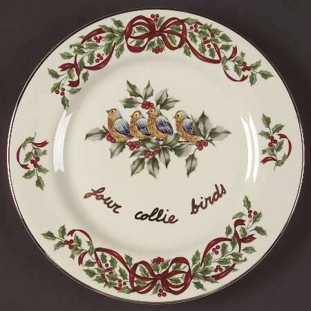 Ribbon Holly Accent Salad Plate