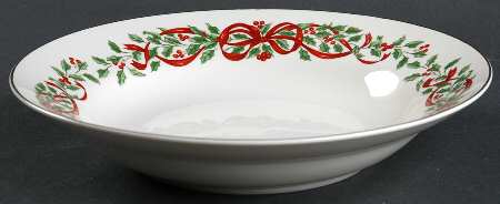 Ribbon Holly Rim Soup Bowl