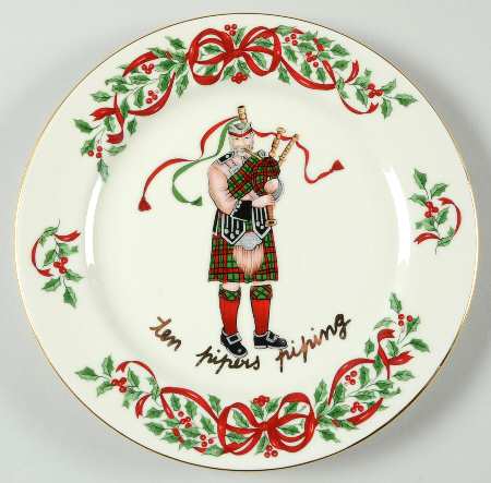 Ribbon Holly Accent Salad Plate