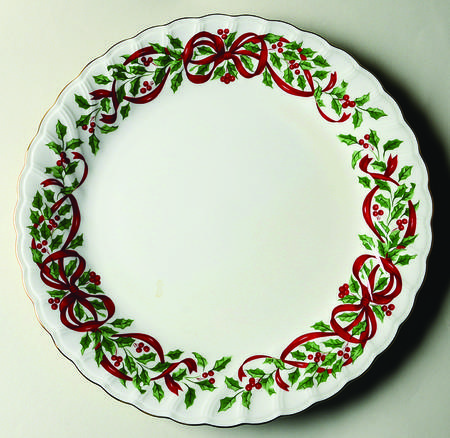 Ribbon Holly Cake Plate