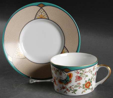 Cloisonne Flat Cup & Saucer Set