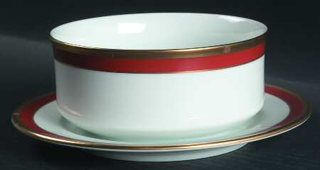 Dior Monogram Red Gravy Boat with Attached Underplate
