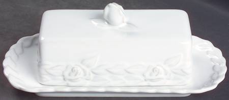 French Country Rose Oyster White 1/4 Lb Covered Butter