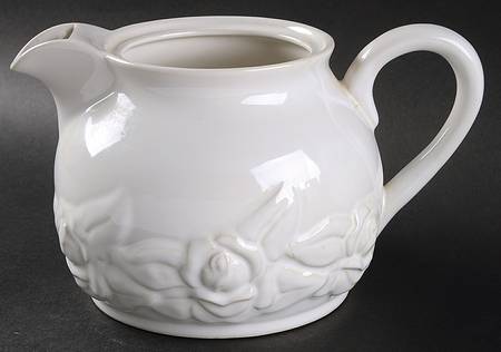 French Country Rose Oyster White Teapot No Lid
