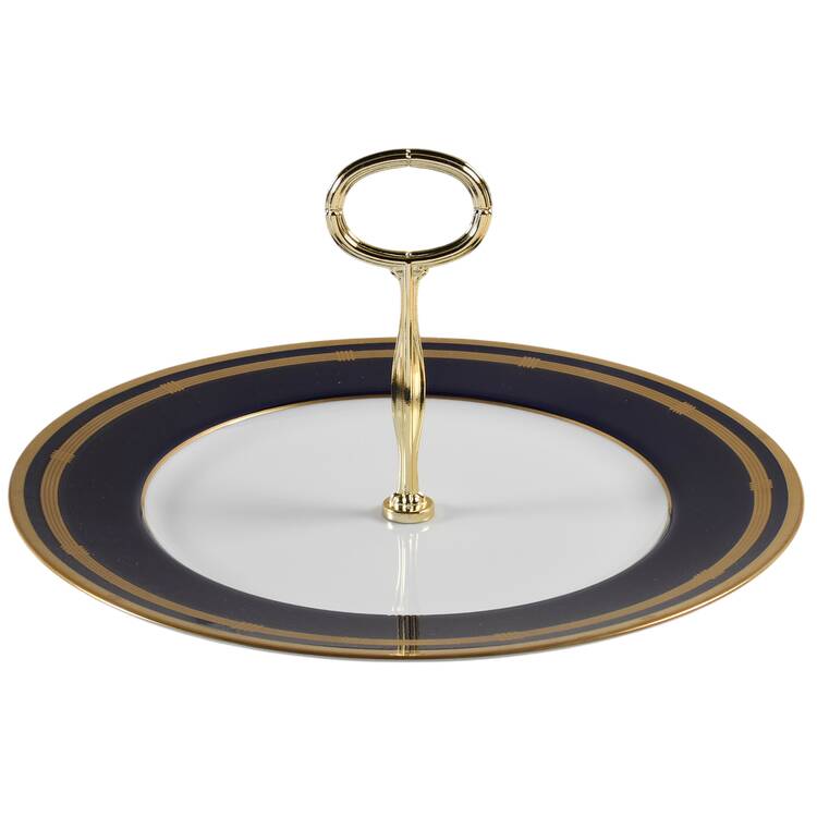 Gaudron Lapis Blue Round Serving Plate with Center Handle (Dp) Hc