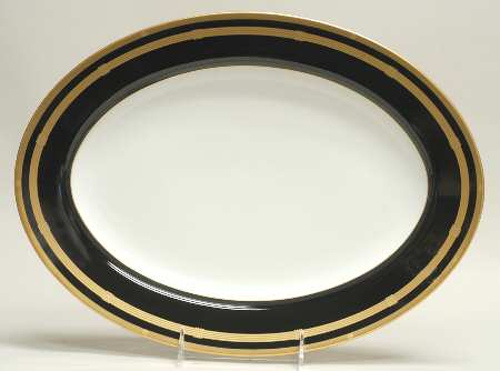 Gaudron Onyx (Gold Trim) 14" Oval Serving Platter