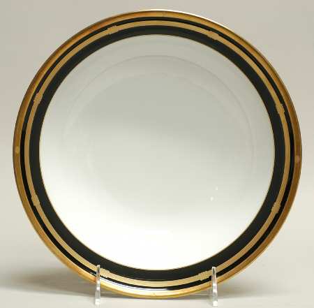 Gaudron Onyx (Gold Trim) 9" Round Vegetable Bowl