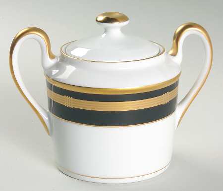 Gaudron Onyx (Gold Trim) Sugar Bowl & Lid