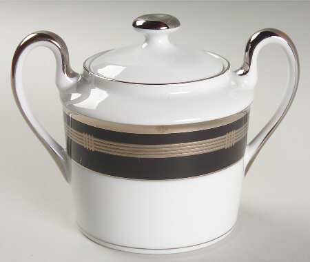Gaudron Onyx (Platinum Trim) Sugar Bowl & Lid