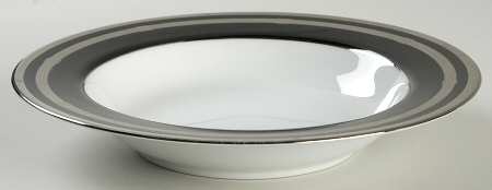 Gaudron Onyx (Platinum Trim) Large Rim Soup Bowl