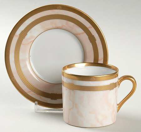 Gaudron Marbre Rose Flat Demitasse Cup & Saucer Set