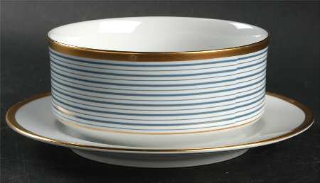 Tropez Blue Gravy Boat with Attached Underplate
