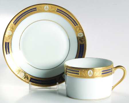 Abeilles Bleu Flat Cup & Saucer Set