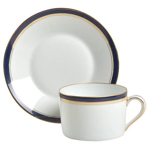 Ambassade Blue Flat Cup & Saucer Set