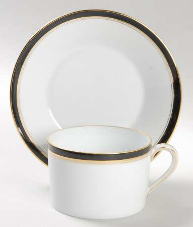 Ambassade Black Flat Cup & Saucer Set