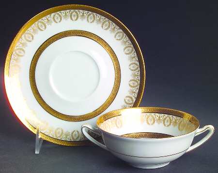 Arizona (White Rim) Flat Cream Soup Bowl & Saucer Set