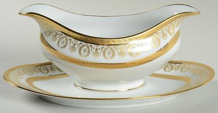 Arizona (White Rim) Gravy Boat with Attached Underplate