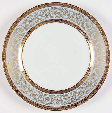Edith Blue (Recamier Shape) Large Dinner Plate