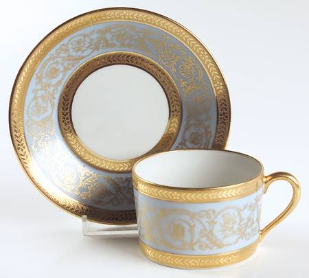 Edith Blue (Recamier Shape) Flat Cup & Saucer Set by Charles Field Haviland