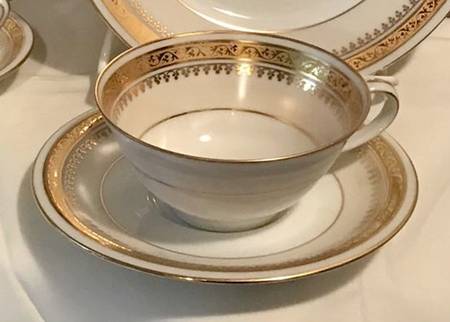 Faisanderie Footed Cream Soup Bowl & Saucer Set