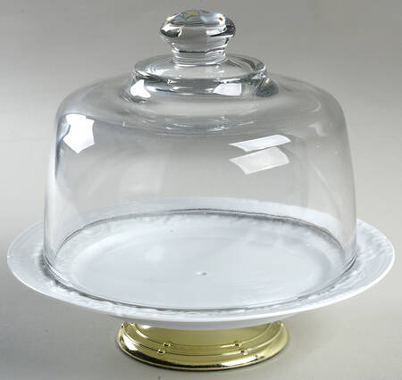 Imperatrice All White 6 1/2"-7 1/2" Footed Cheese Plate w/ Glass Dome HC