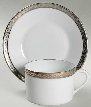 Malmaison Platinum (No Verge) Flat Cup & Saucer Set