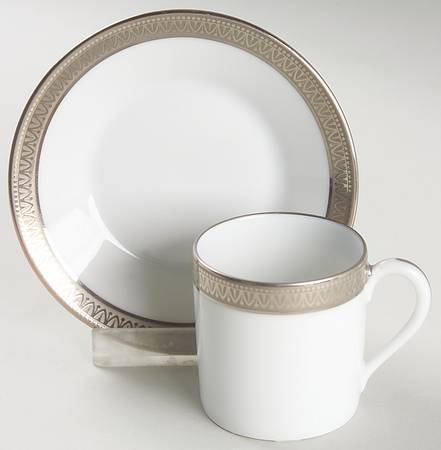 Malmaison Platinum (No Verge) Flat Demitasse Cup & Saucer Set